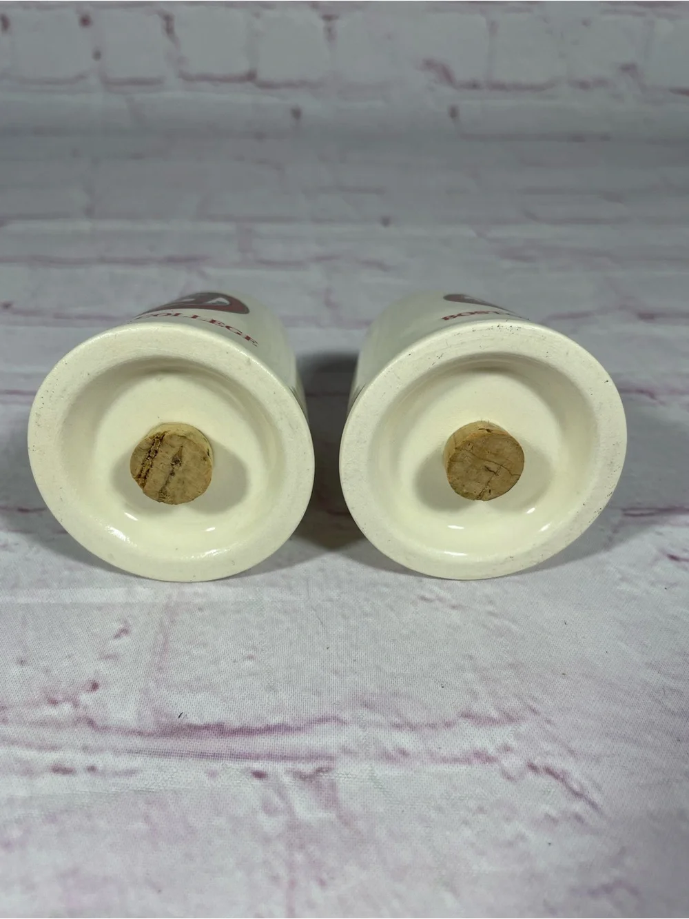 Vintage Boston College Ceramic Salt and Pepper Shaker Pair Gold Trim
